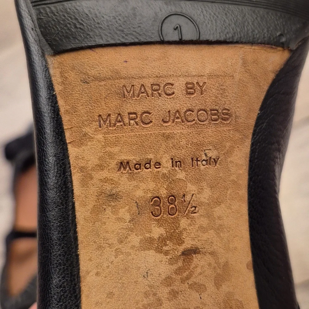 MARC JACOBS Italy Proposal Black Leather‎ Bow Sz 8.5 B Womens Pumps Heels RARE